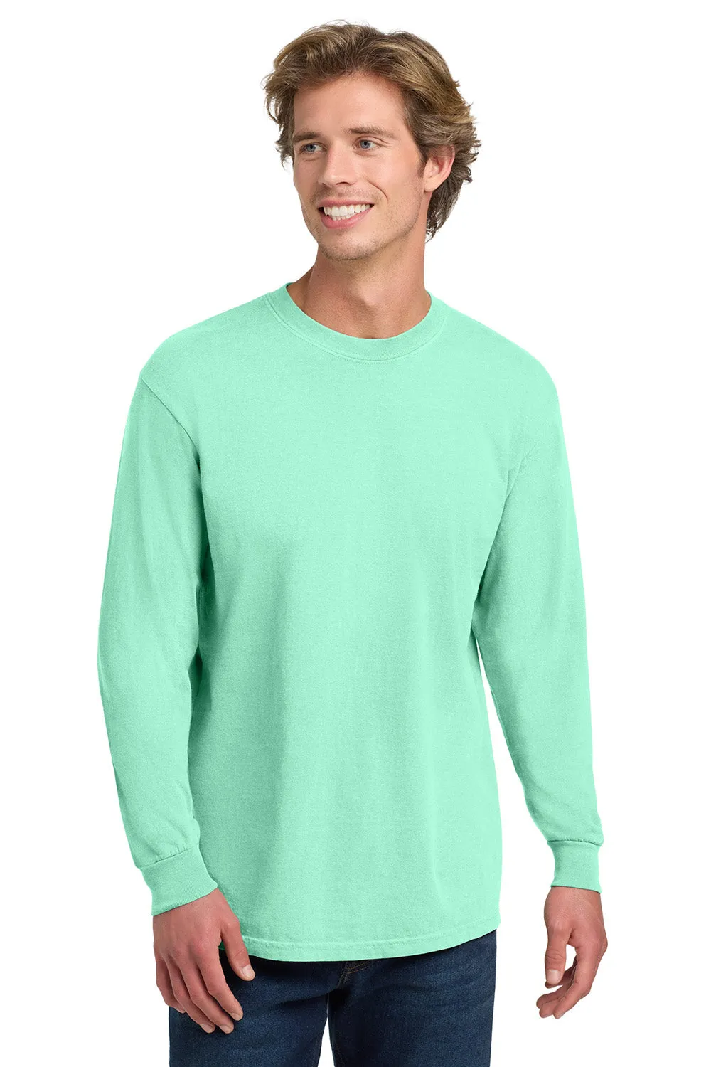 Comfort Colors Mens Long Sleeve Crewneck T-Shirt - Island Reef Green
