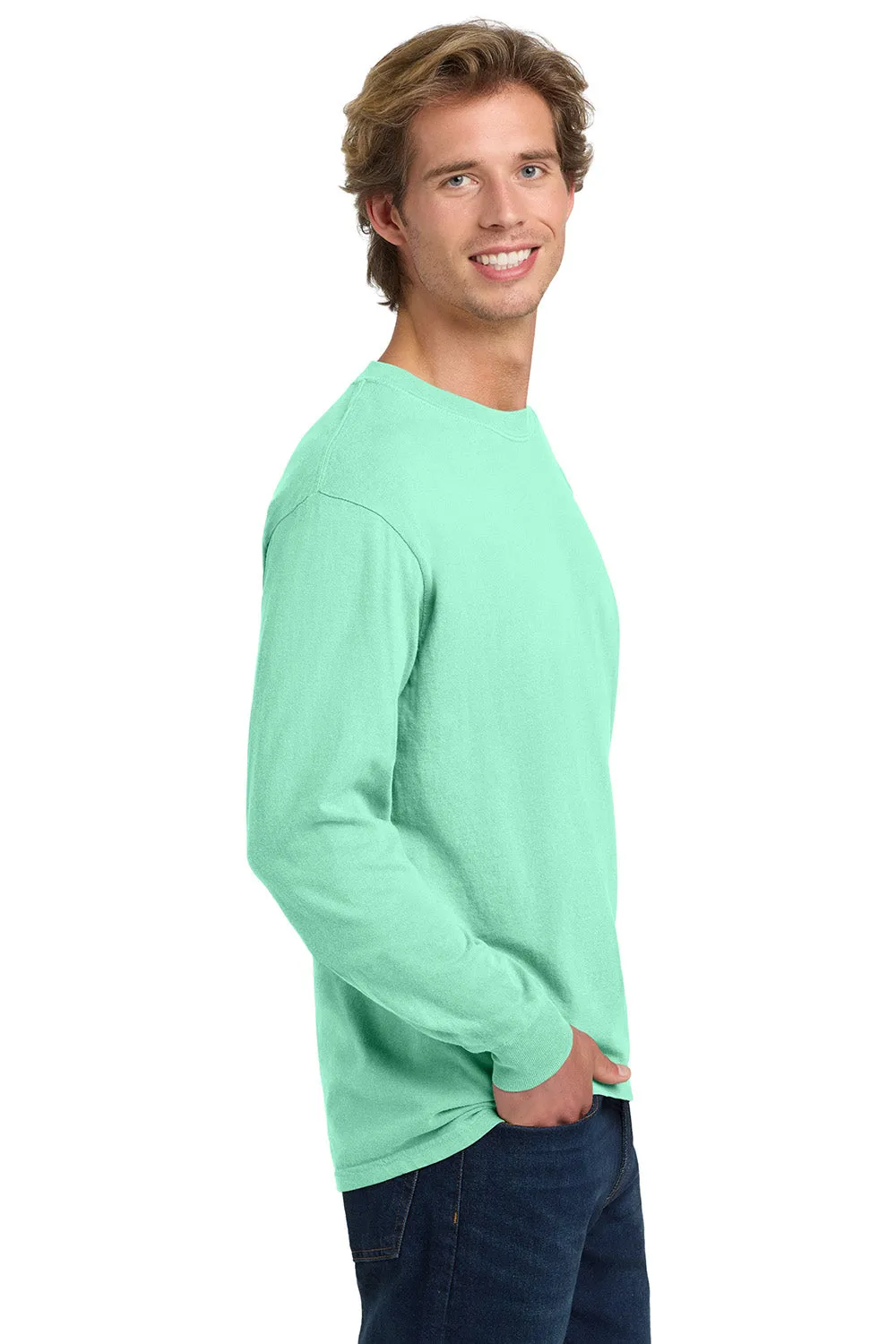 Comfort Colors Mens Long Sleeve Crewneck T-Shirt - Island Reef Green
