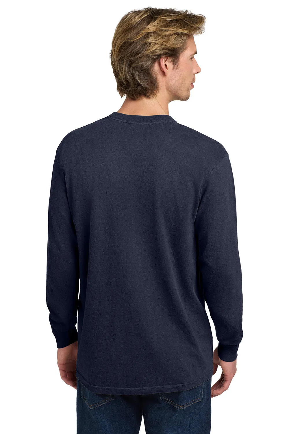 Comfort Colors Mens Long Sleeve Crewneck T-Shirt - Navy Blue