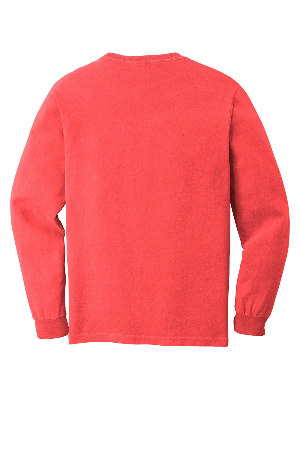 Comfort Colors Mens Long Sleeve Crewneck T-Shirt - Neon Red Orange