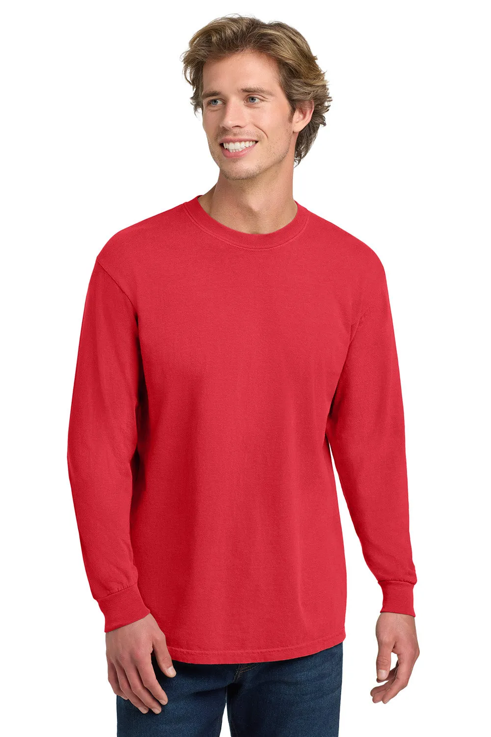 Comfort Colors Mens Long Sleeve Crewneck T-Shirt - Paprika Red