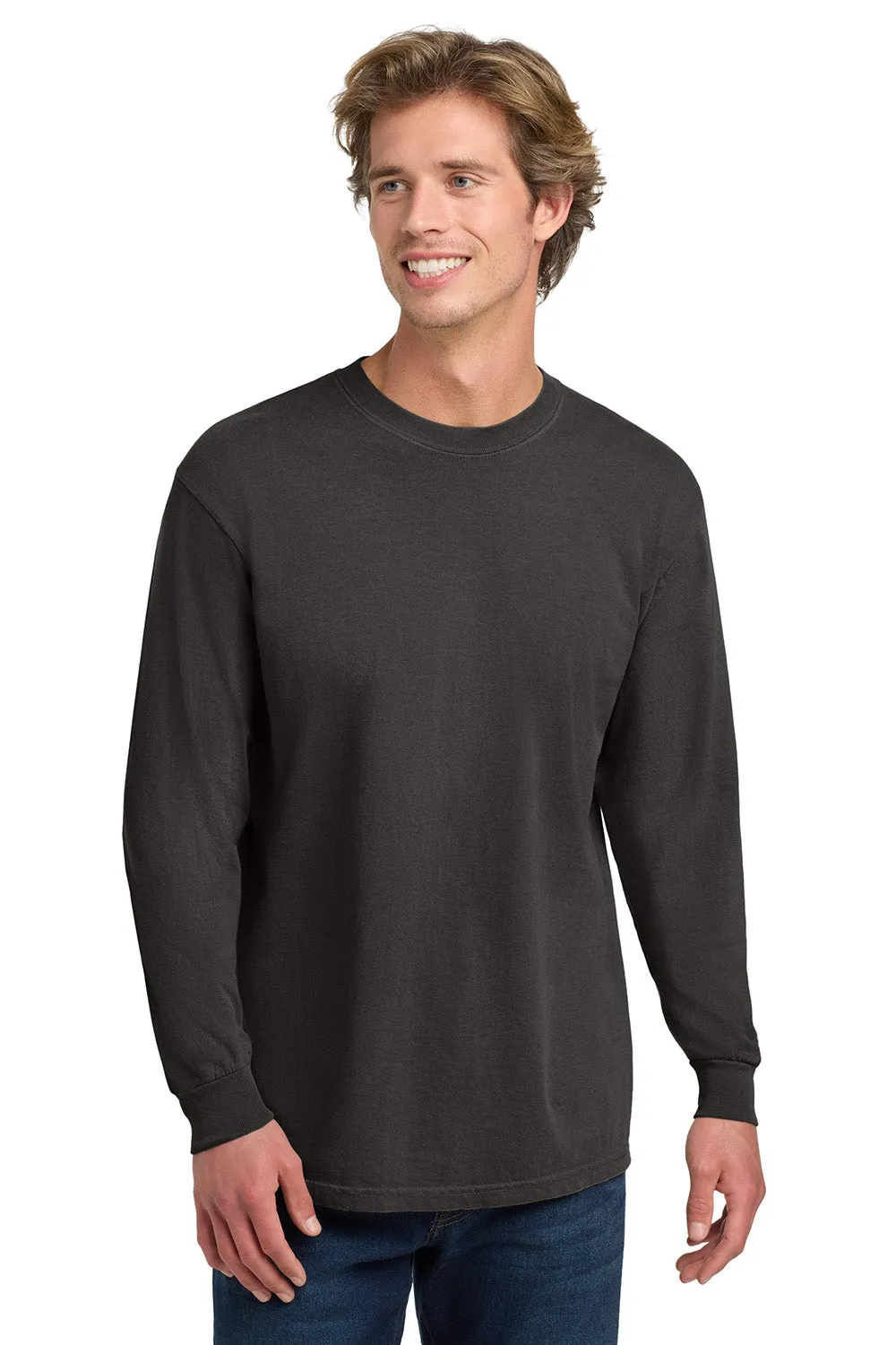 Comfort Colors Mens Long Sleeve Crewneck T-Shirt - Pepper Grey