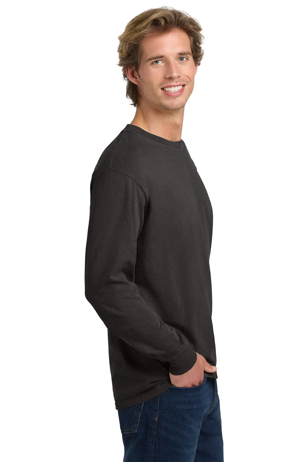 Comfort Colors Mens Long Sleeve Crewneck T-Shirt - Pepper Grey
