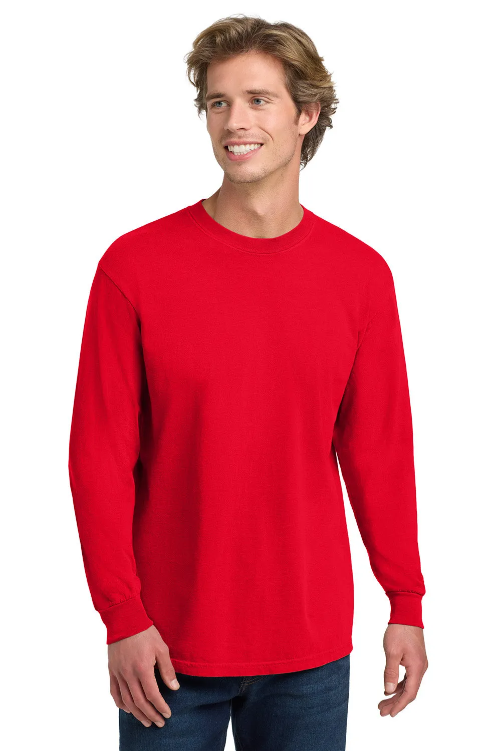 Comfort Colors Mens Long Sleeve Crewneck T-Shirt - Red