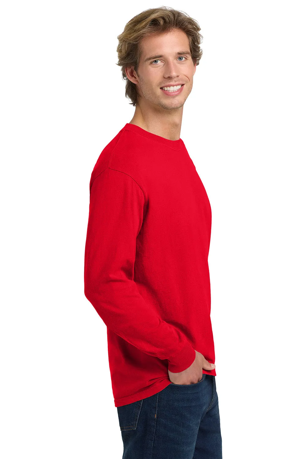 Comfort Colors Mens Long Sleeve Crewneck T-Shirt - Red