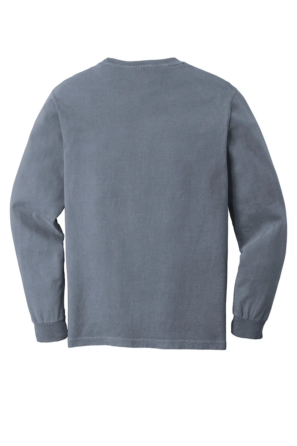 Comfort Colors Mens Long Sleeve Crewneck T-Shirt w/ Pocket - Blue Jean