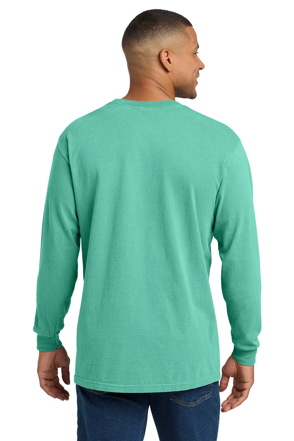 Comfort Colors Mens Long Sleeve Crewneck T-Shirt w/ Pocket - Chalky Mint Green