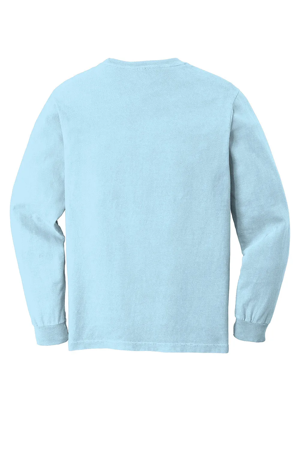 Comfort Colors Mens Long Sleeve Crewneck T-Shirt w/ Pocket - Chambray Blue