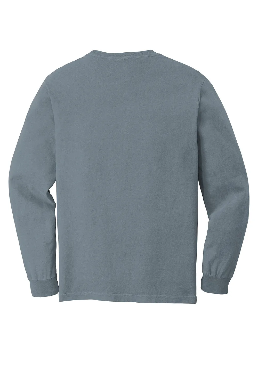 Comfort Colors Mens Long Sleeve Crewneck T-Shirt w/ Pocket - Granite Grey