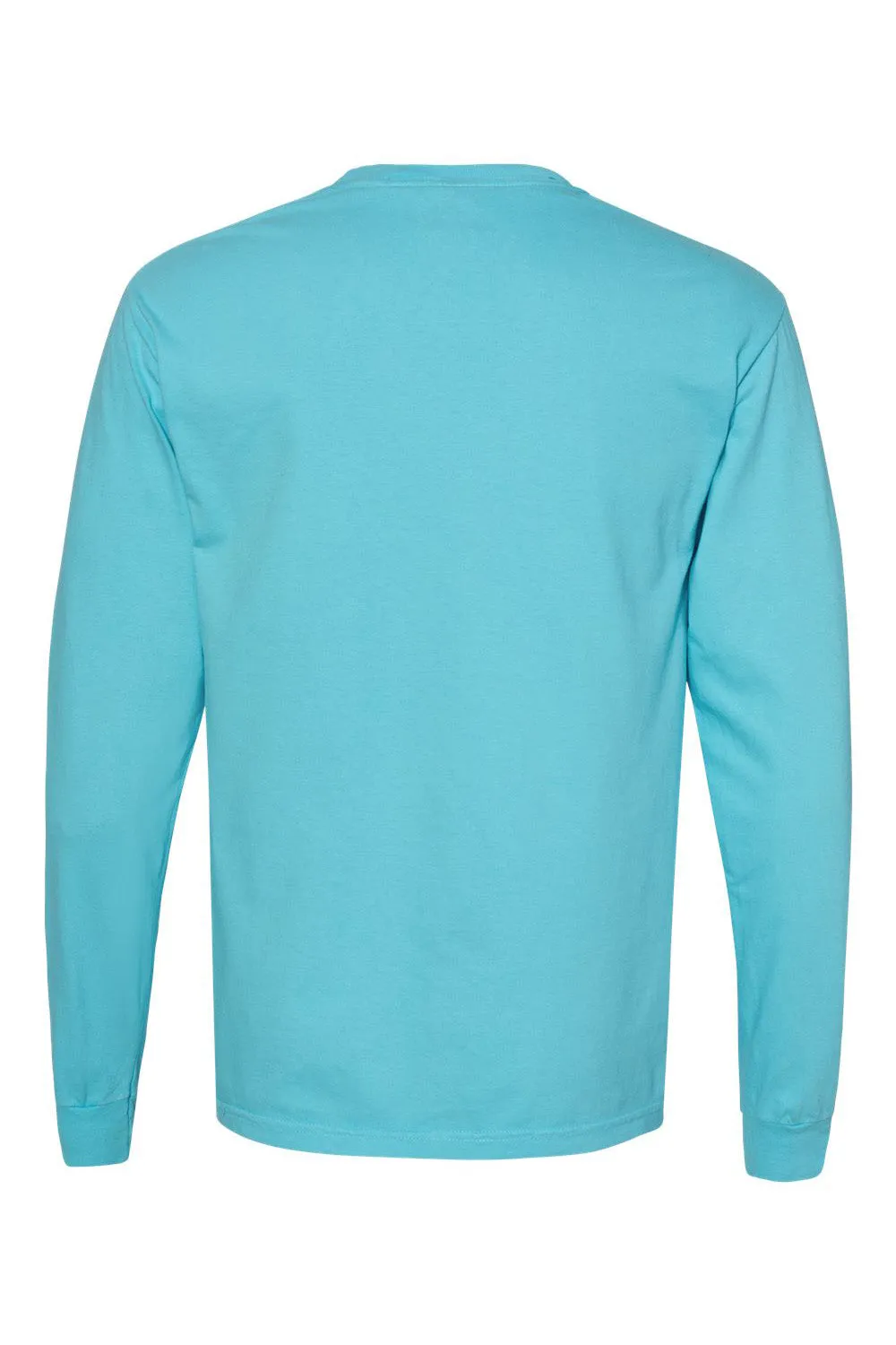 Comfort Colors Mens Long Sleeve Crewneck T-Shirt w/ Pocket - Lagoon Blue