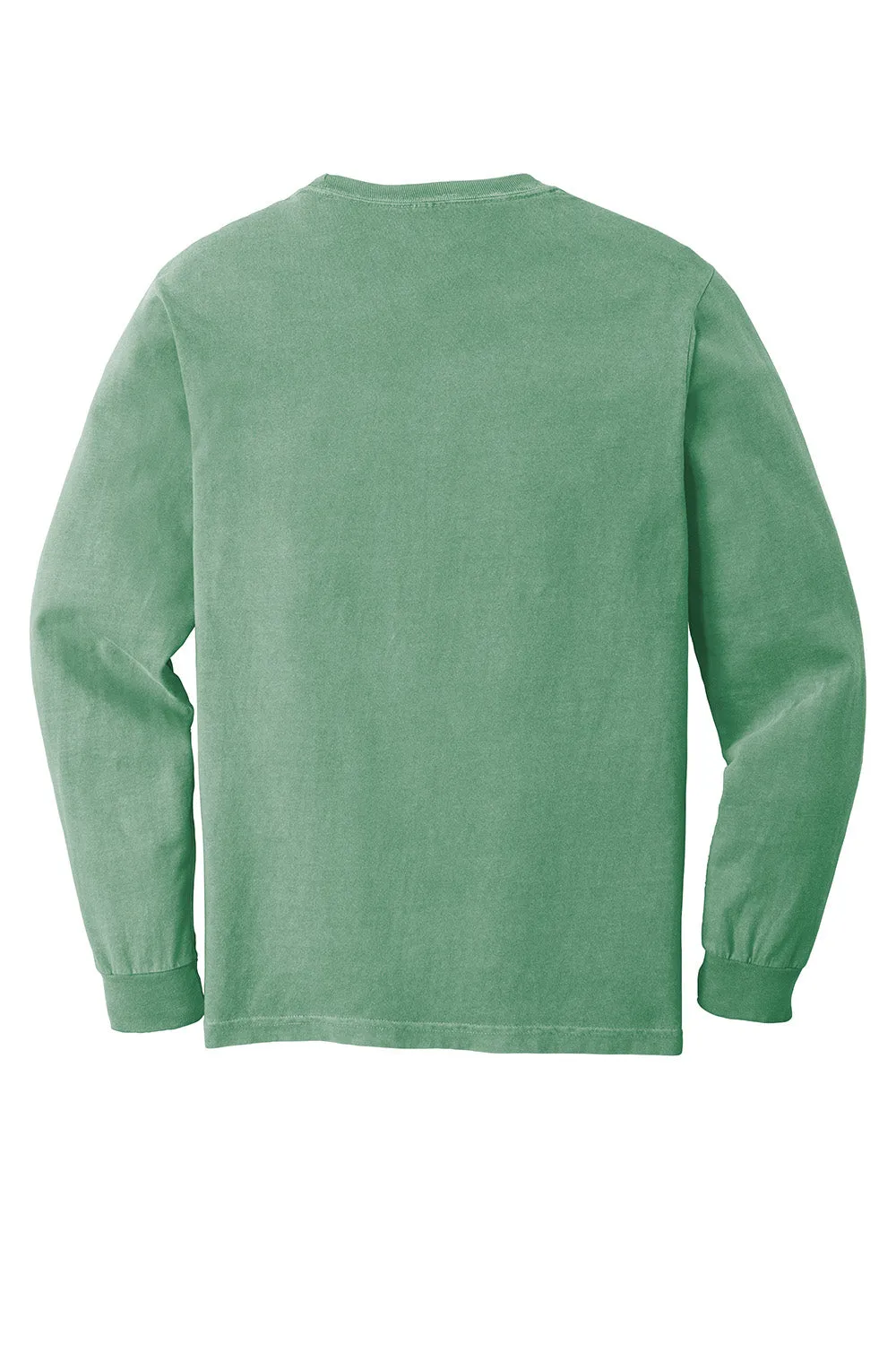 Comfort Colors Mens Long Sleeve Crewneck T-Shirt w/ Pocket - Light Green