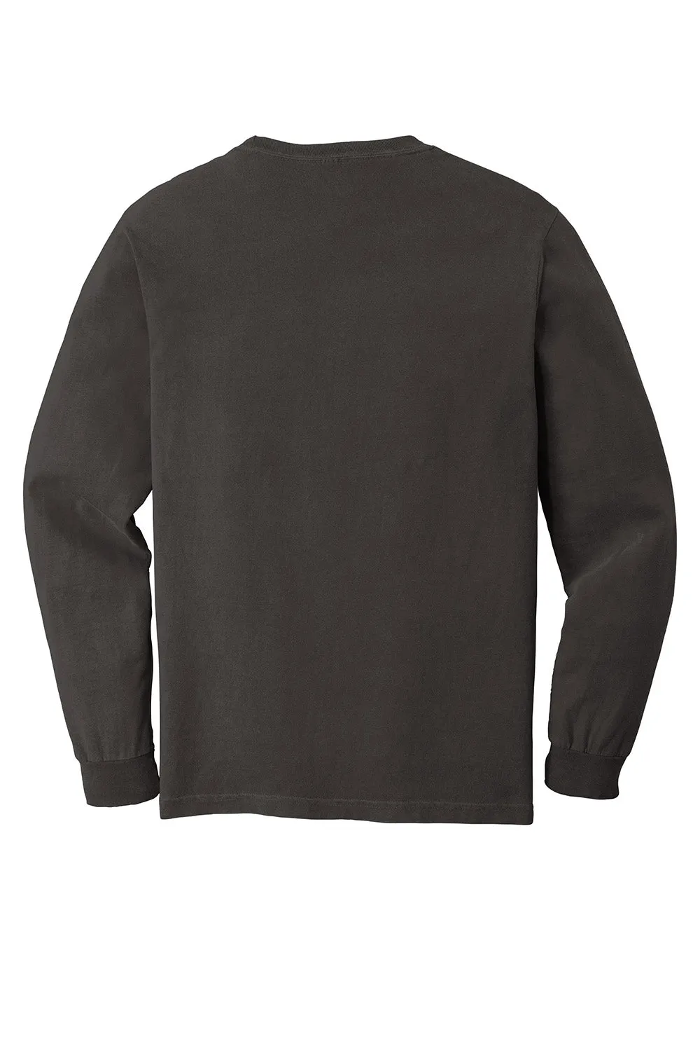 Comfort Colors Mens Long Sleeve Crewneck T-Shirt w/ Pocket - Pepper Grey