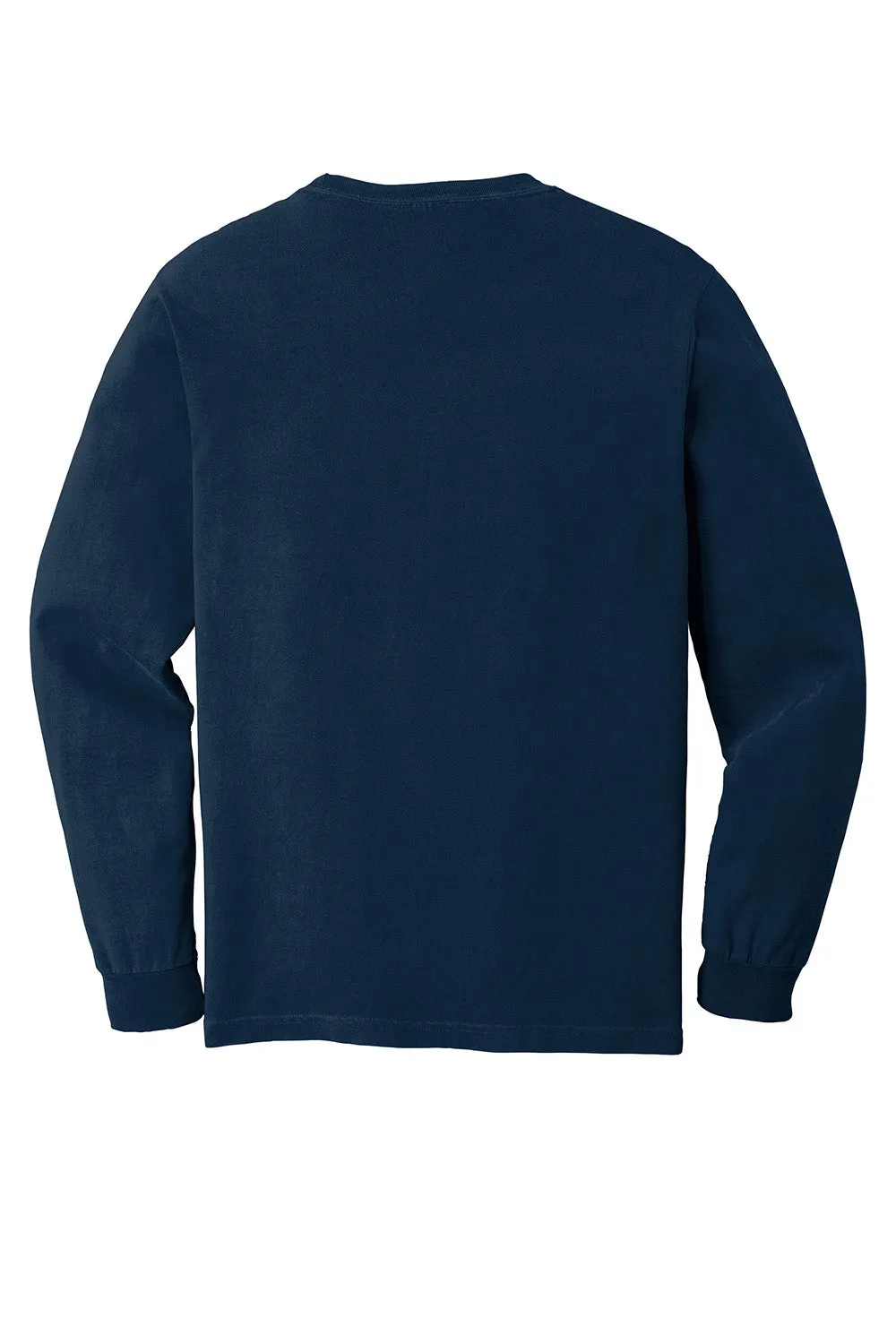 Comfort Colors Mens Long Sleeve Crewneck T-Shirt w/ Pocket - True Navy Blue
