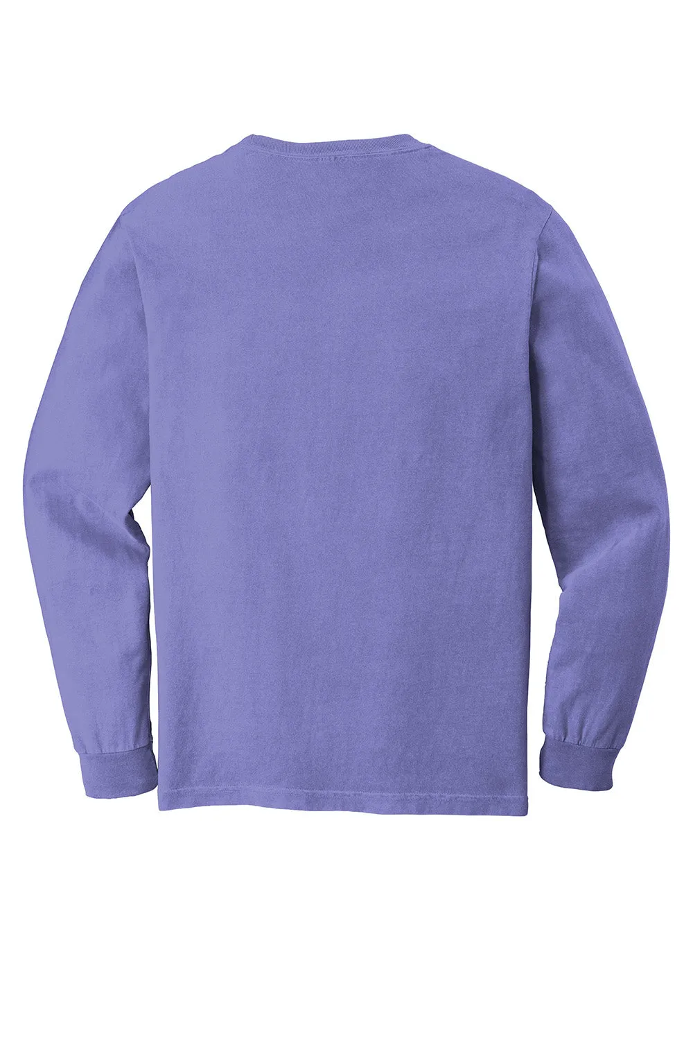 Comfort Colors Mens Long Sleeve Crewneck T-Shirt w/ Pocket - Violet Purple