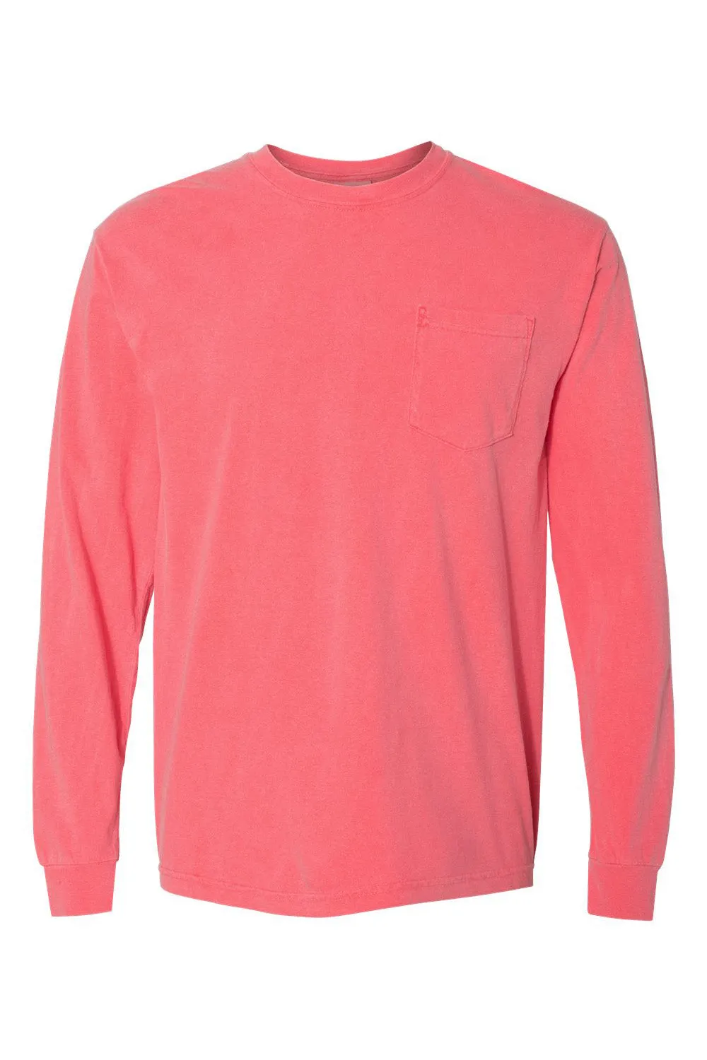 Comfort Colors Mens Long Sleeve Crewneck T-Shirt w/ Pocket - Watermelon Pink