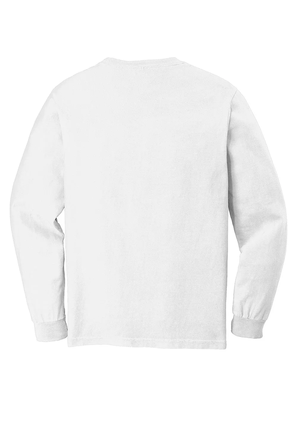 Comfort Colors Mens Long Sleeve Crewneck T-Shirt w/ Pocket - White