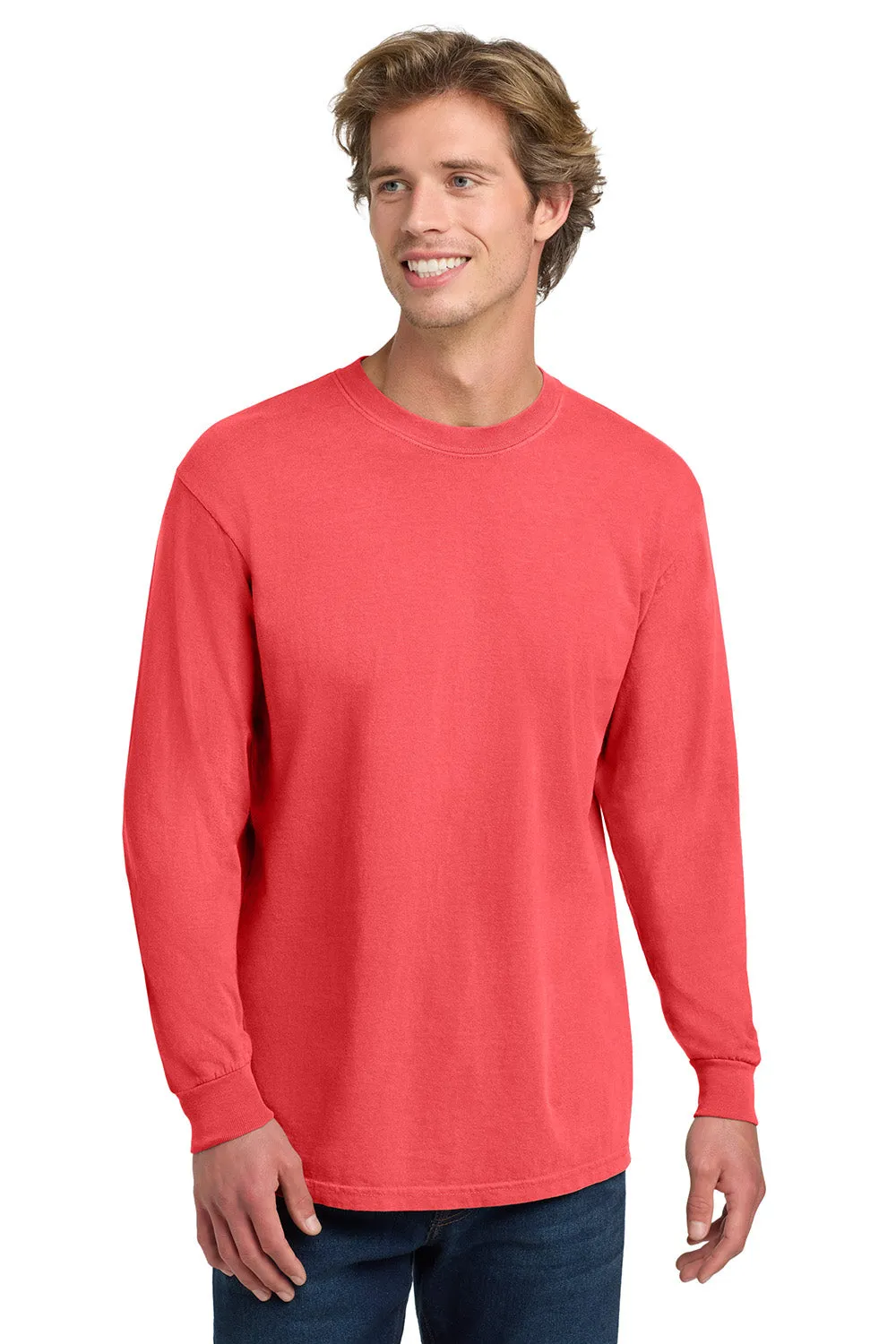 Comfort Colors Mens Long Sleeve Crewneck T-Shirt - Watermelon Pink