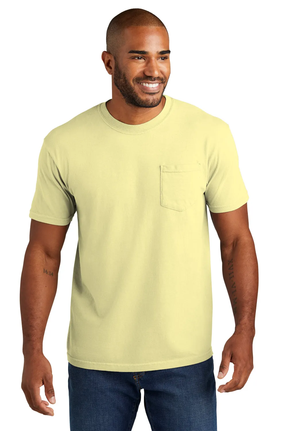 Comfort Colors Mens Short Sleeve Crewneck T-Shirt w/ Pocket - Banana Yellow