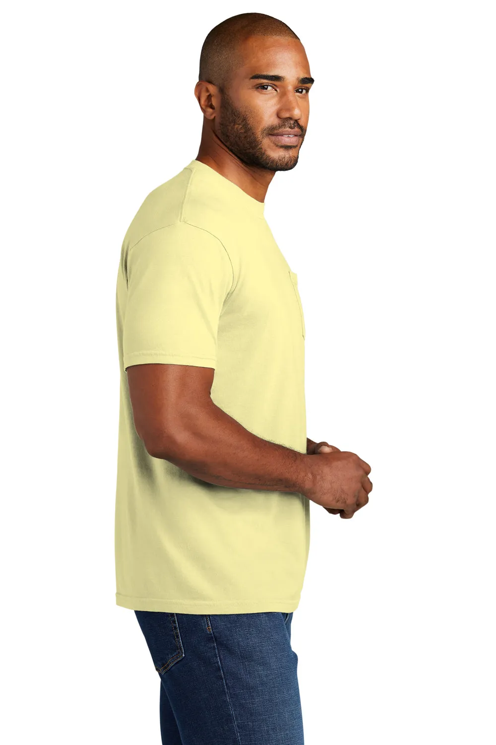 Comfort Colors Mens Short Sleeve Crewneck T-Shirt w/ Pocket - Banana Yellow
