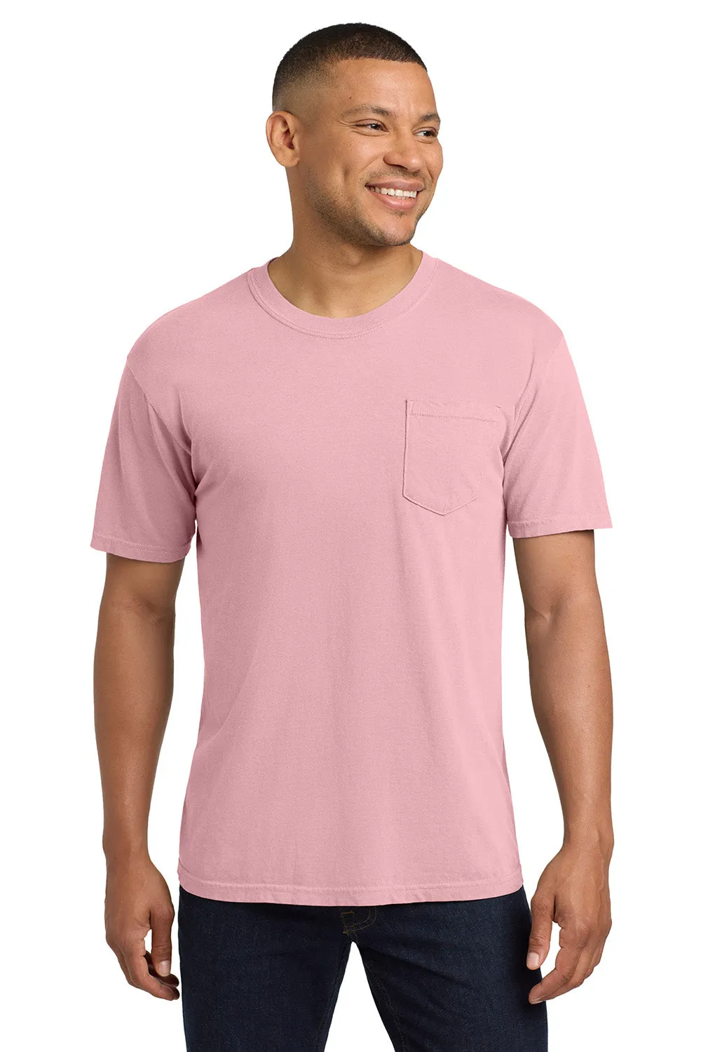 Comfort Colors Mens Short Sleeve Crewneck T-Shirt w/ Pocket - Blossom Pink