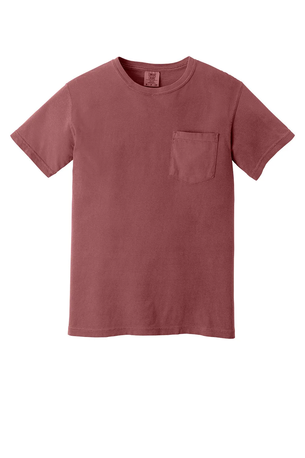 Comfort Colors Mens Short Sleeve Crewneck T-Shirt w/ Pocket - Brick Red