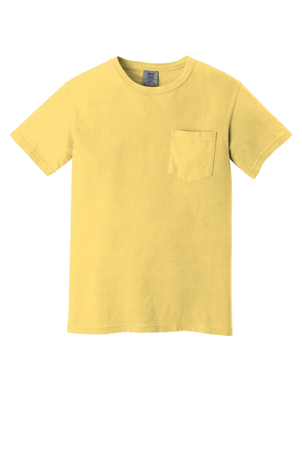 Comfort Colors Mens Short Sleeve Crewneck T-Shirt w/ Pocket - Butter Yellow