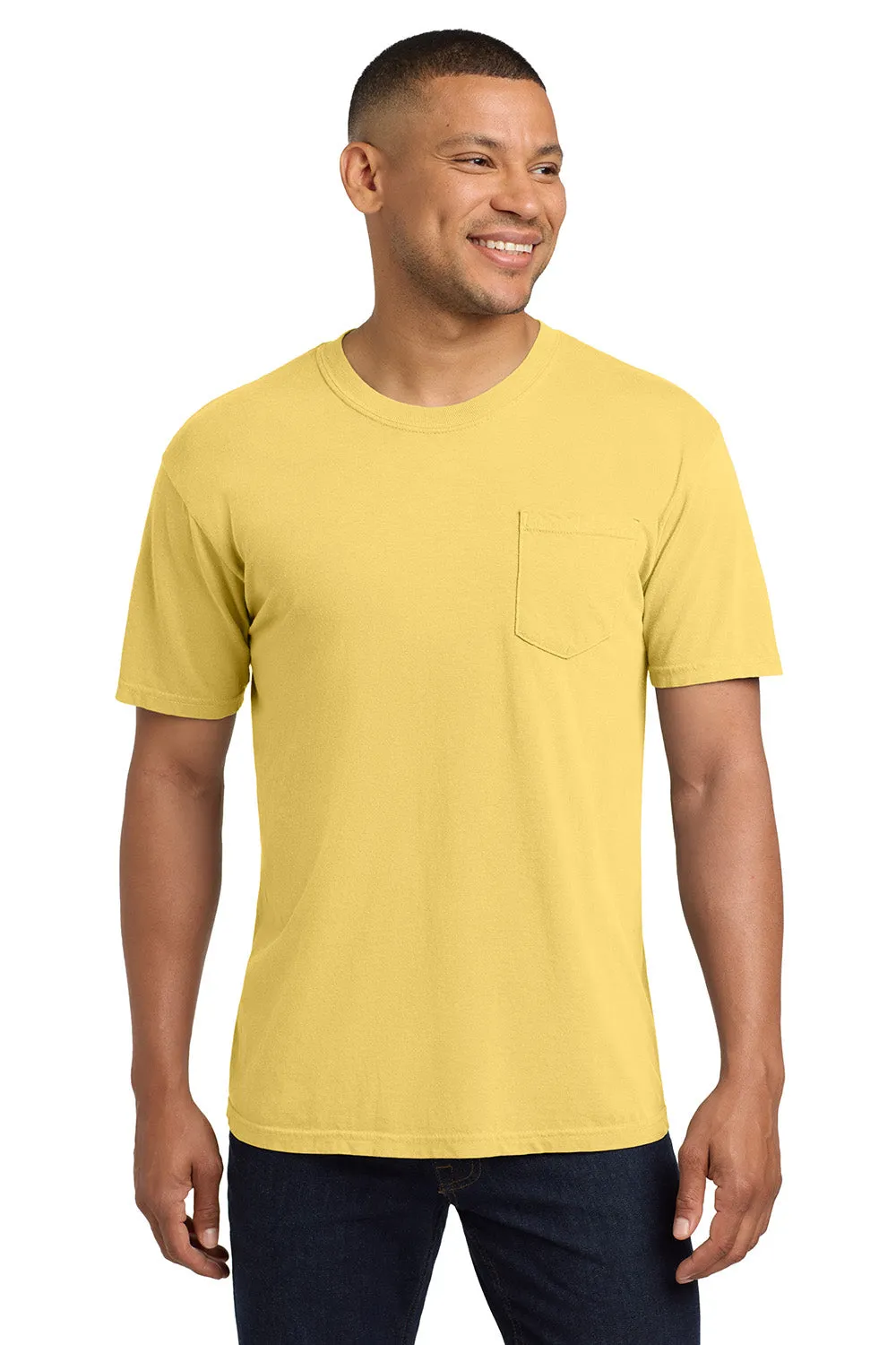 Comfort Colors Mens Short Sleeve Crewneck T-Shirt w/ Pocket - Butter Yellow
