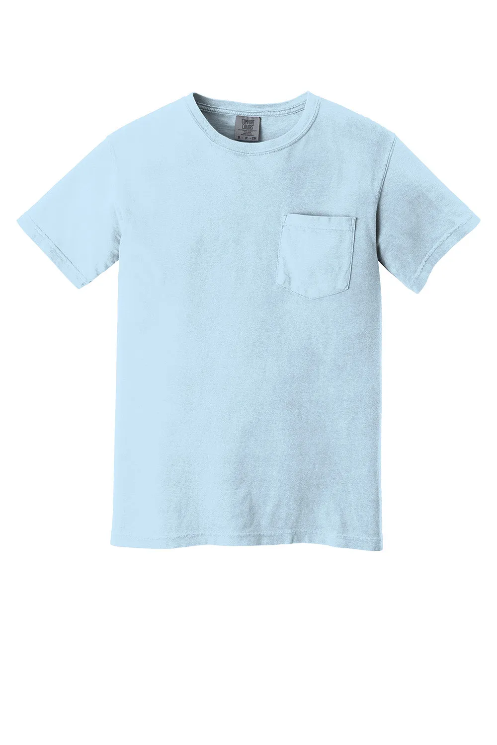 Comfort Colors Mens Short Sleeve Crewneck T-Shirt w/ Pocket - Chambray Blue