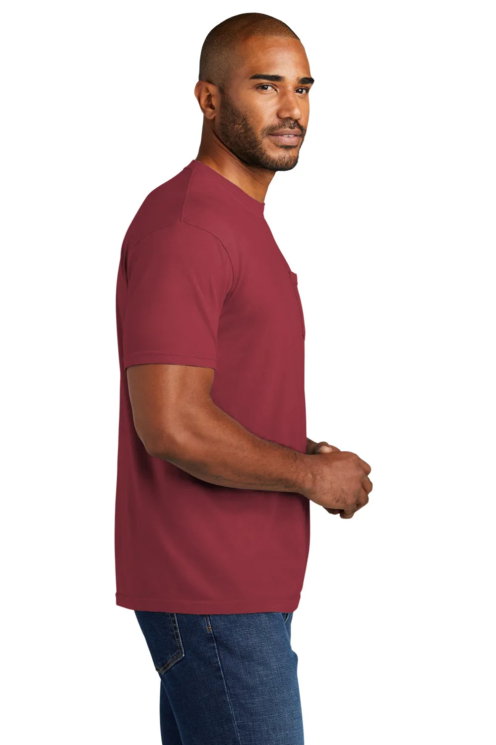 Comfort Colors Mens Short Sleeve Crewneck T-Shirt w/ Pocket - Chili Red