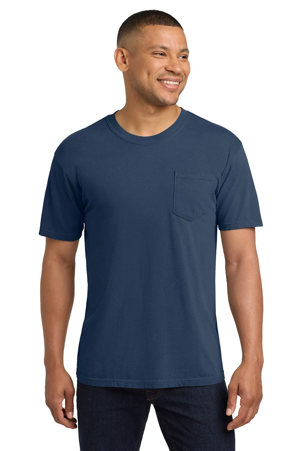 Comfort Colors Mens Short Sleeve Crewneck T-Shirt w/ Pocket - China Blue