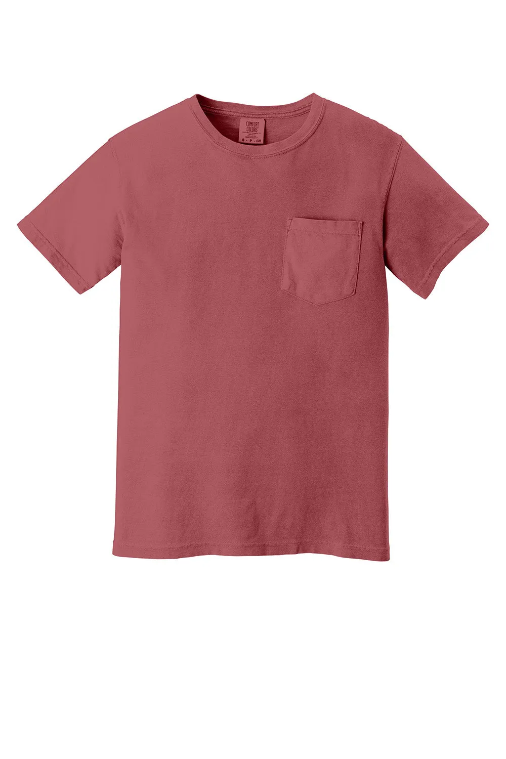 Comfort Colors Mens Short Sleeve Crewneck T-Shirt w/ Pocket - Crimson Red