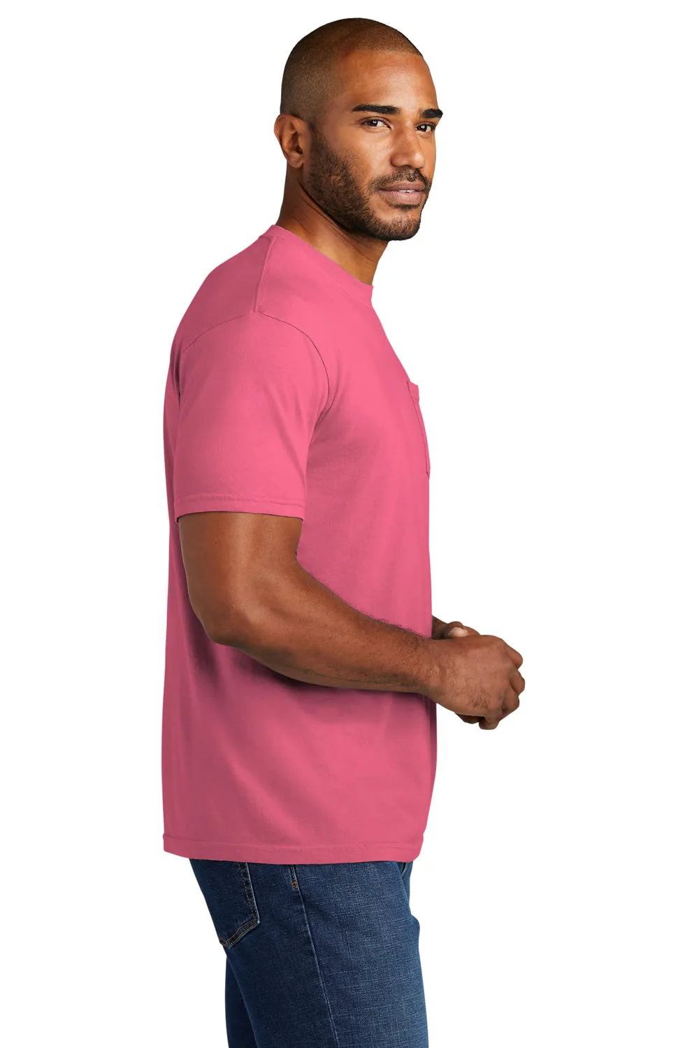 Comfort Colors Mens Short Sleeve Crewneck T-Shirt w/ Pocket - Crunchberry Pink