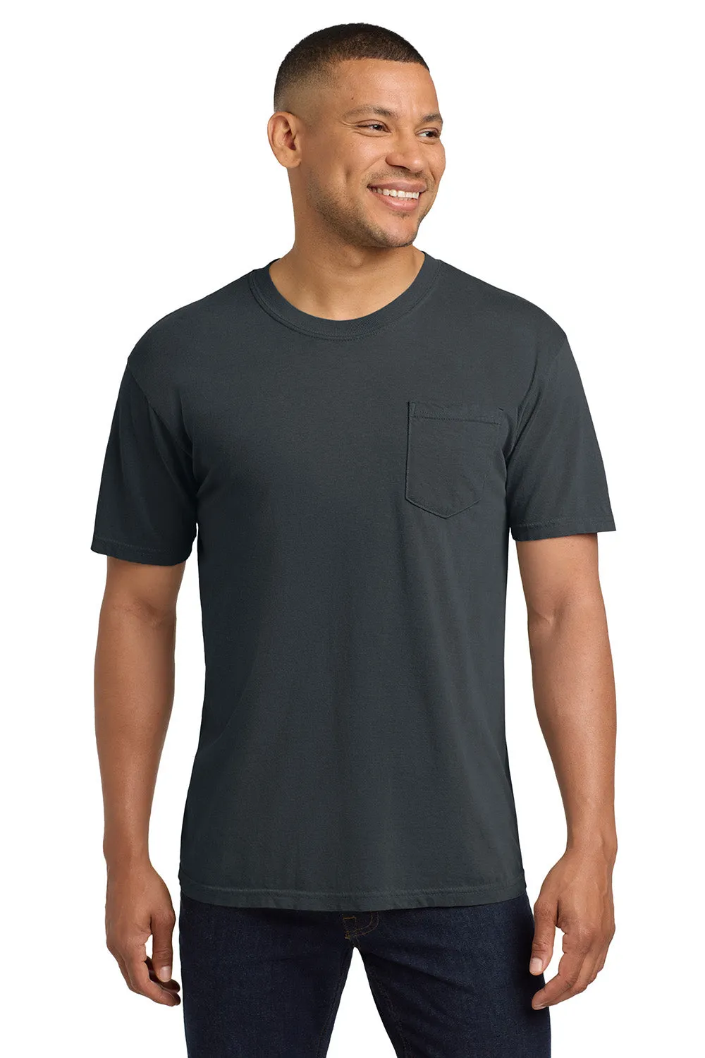 Comfort Colors Mens Short Sleeve Crewneck T-Shirt w/ Pocket - Denim Blue