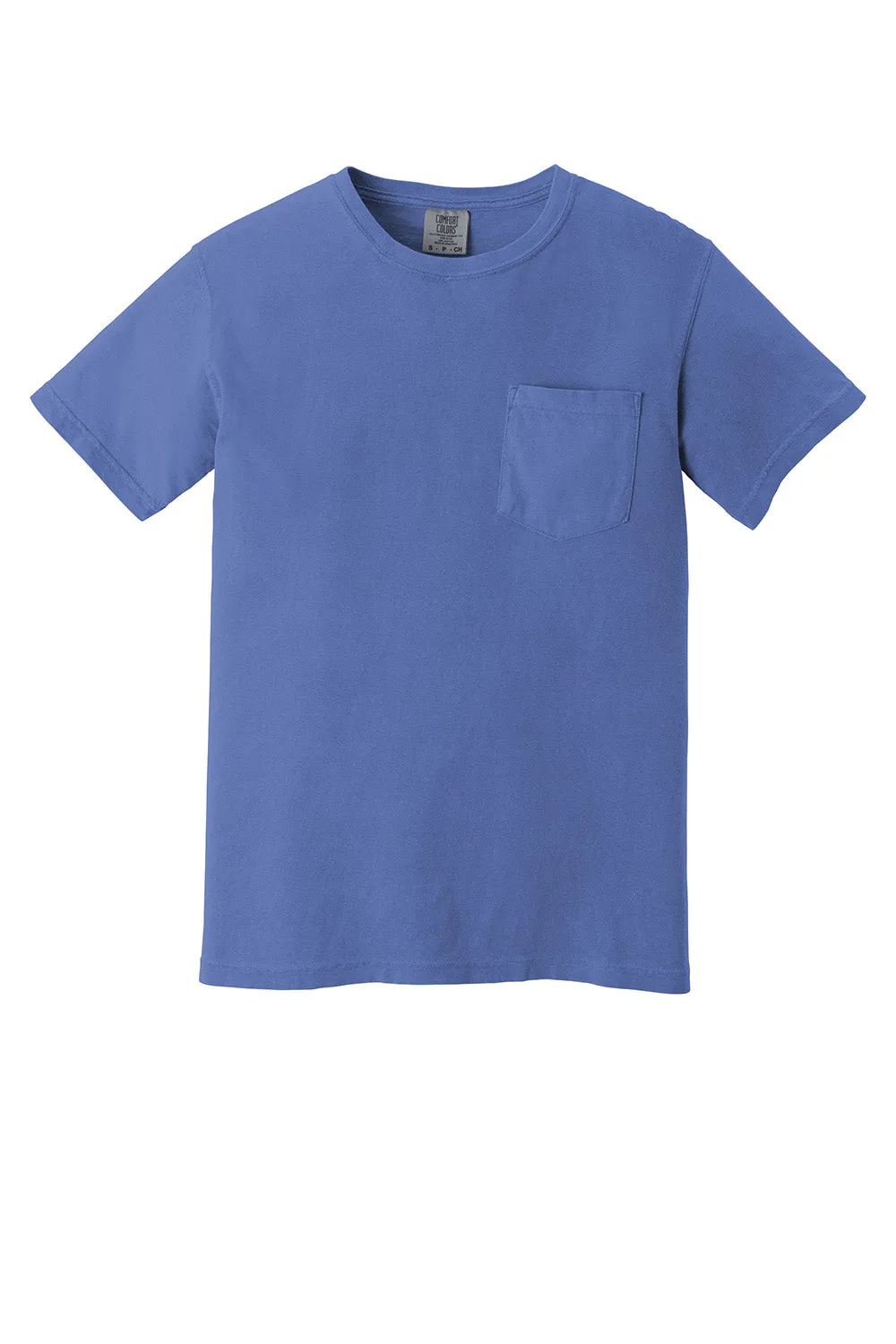 Comfort Colors Mens Short Sleeve Crewneck T-Shirt w/ Pocket - Flo Blue