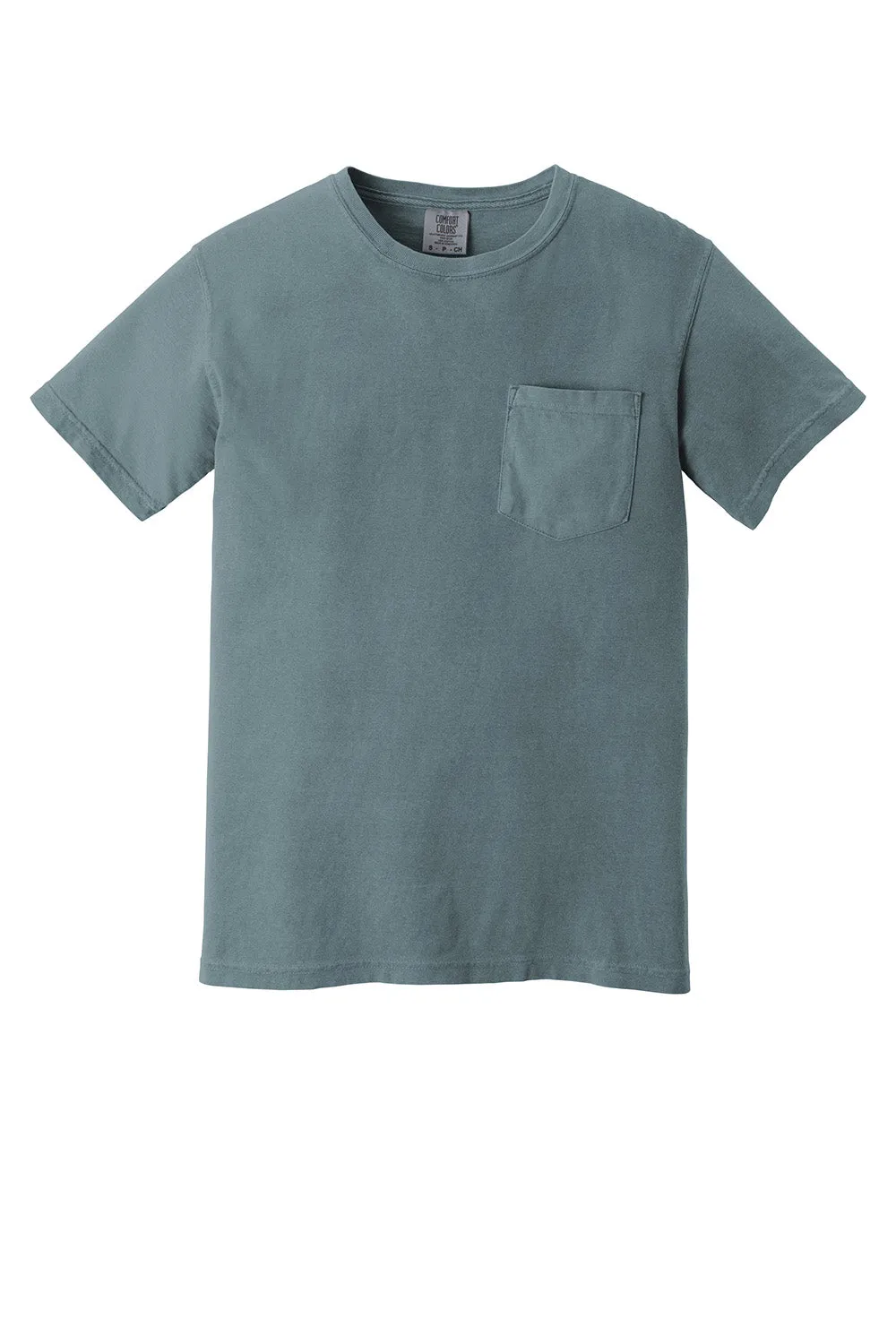 Comfort Colors Mens Short Sleeve Crewneck T-Shirt w/ Pocket - Ice Blue