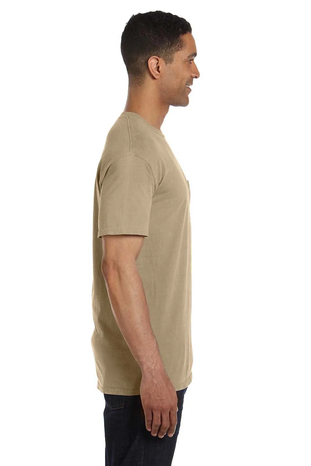 Comfort Colors Mens Short Sleeve Crewneck T-Shirt w/ Pocket - Khaki Brown