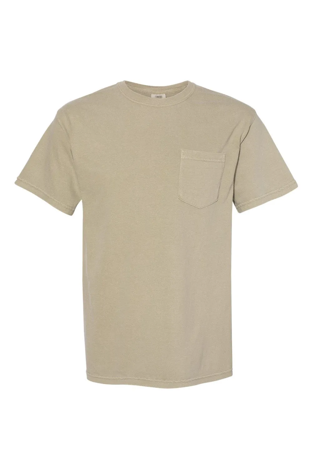Comfort Colors Mens Short Sleeve Crewneck T-Shirt w/ Pocket - Khaki Brown