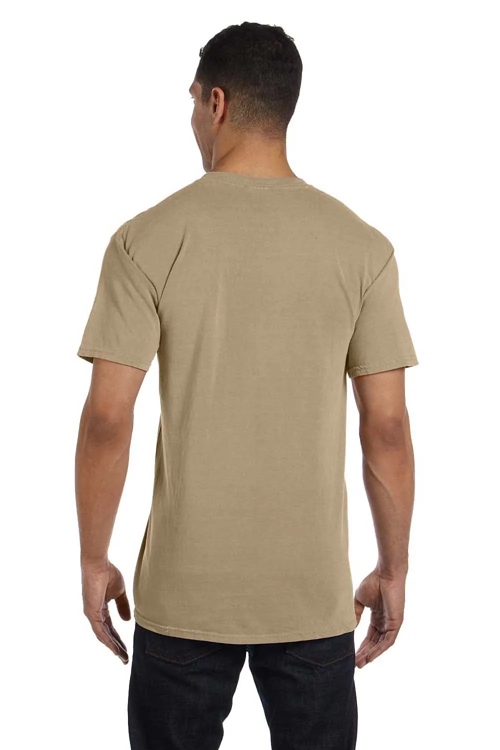 Comfort Colors Mens Short Sleeve Crewneck T-Shirt w/ Pocket - Khaki Brown