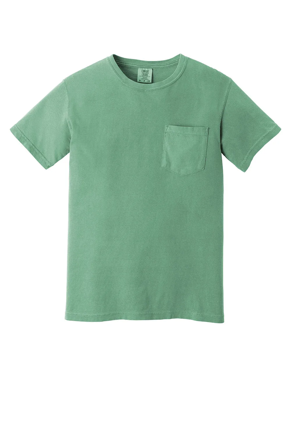 Comfort Colors Mens Short Sleeve Crewneck T-Shirt w/ Pocket - Light Green