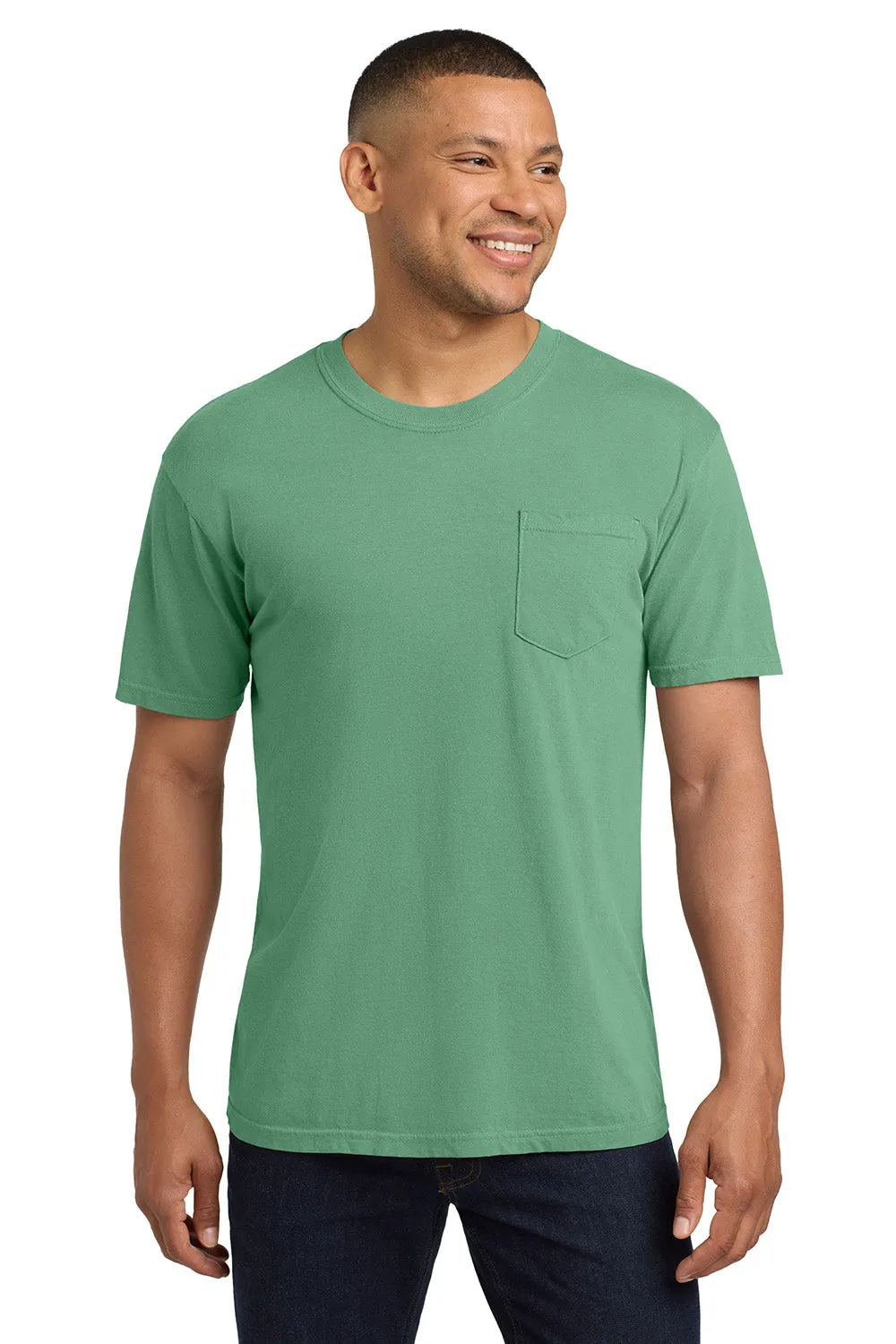 Comfort Colors Mens Short Sleeve Crewneck T-Shirt w/ Pocket - Light Green