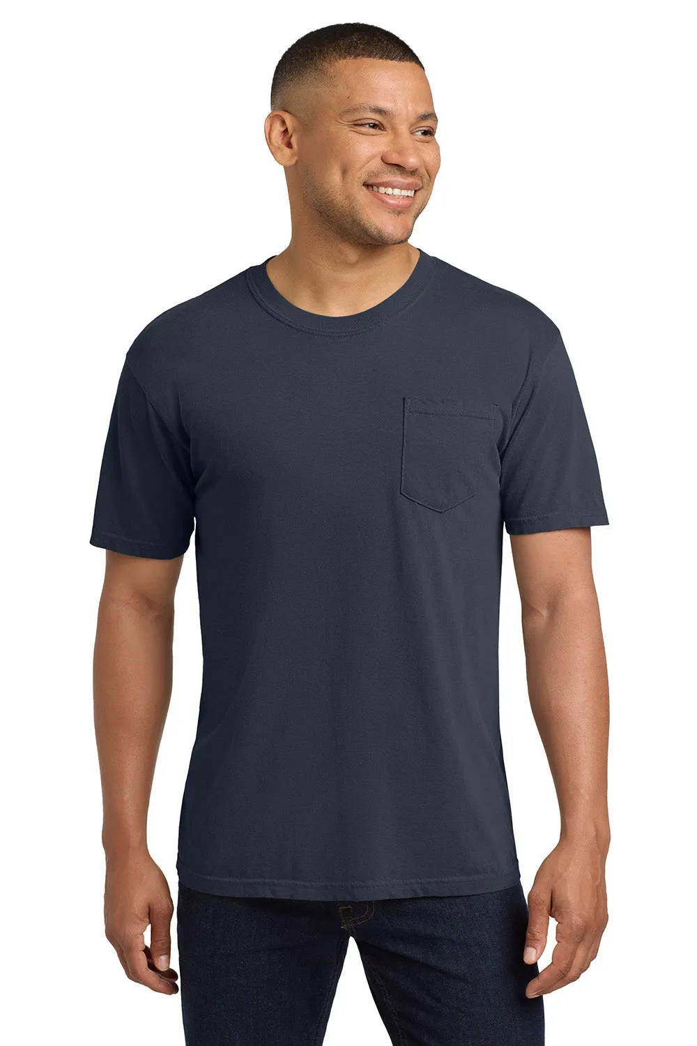 Comfort Colors Mens Short Sleeve Crewneck T-Shirt w/ Pocket - Midnight Blue