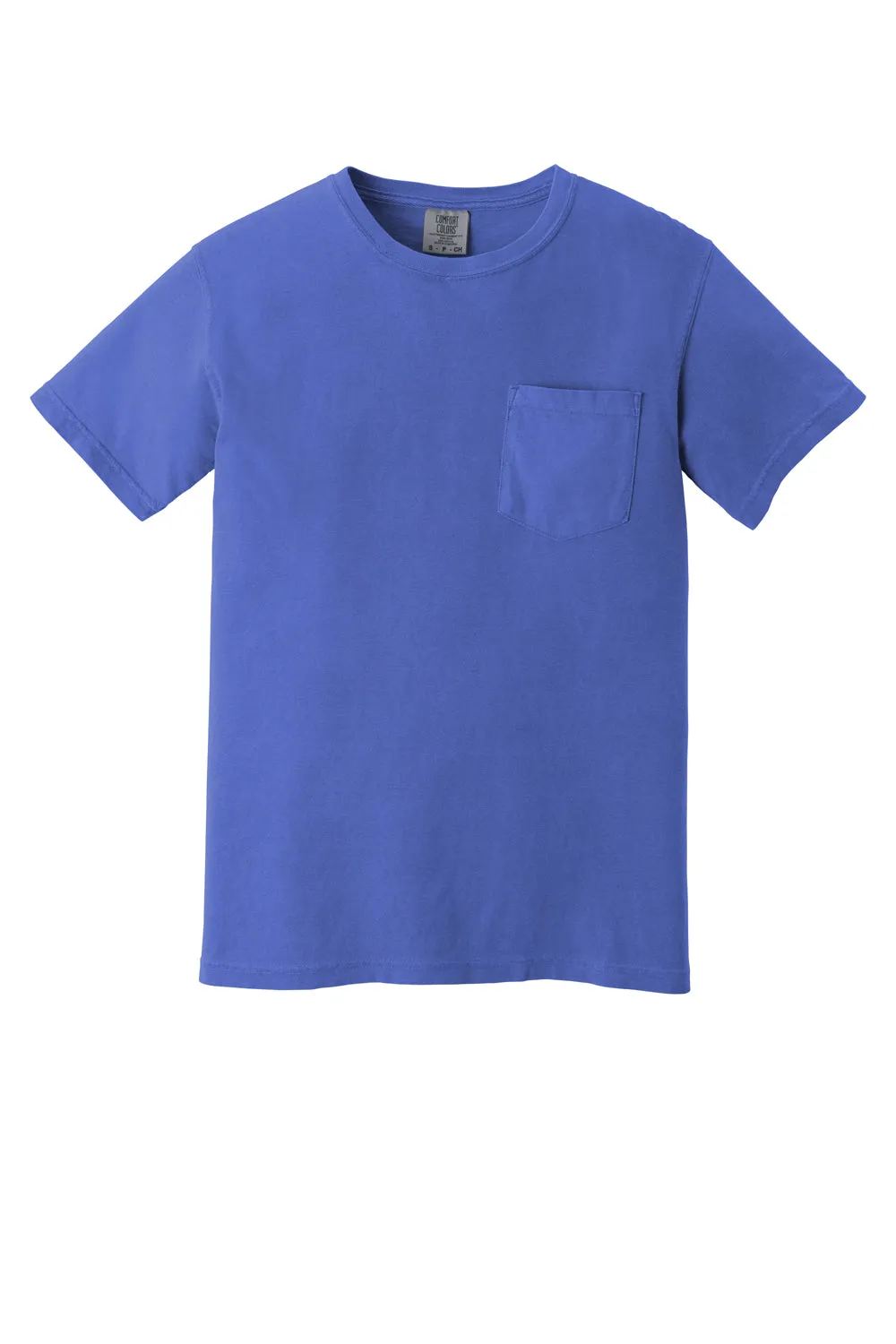 Comfort Colors Mens Short Sleeve Crewneck T-Shirt w/ Pocket - Mystic Blue
