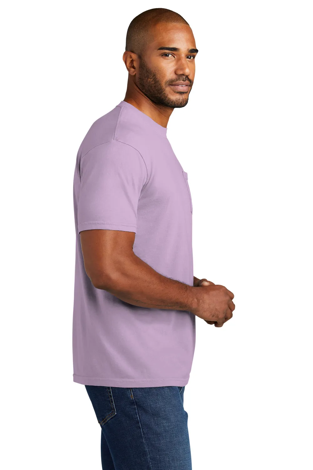 Comfort Colors Mens Short Sleeve Crewneck T-Shirt w/ Pocket - Orchid Purple