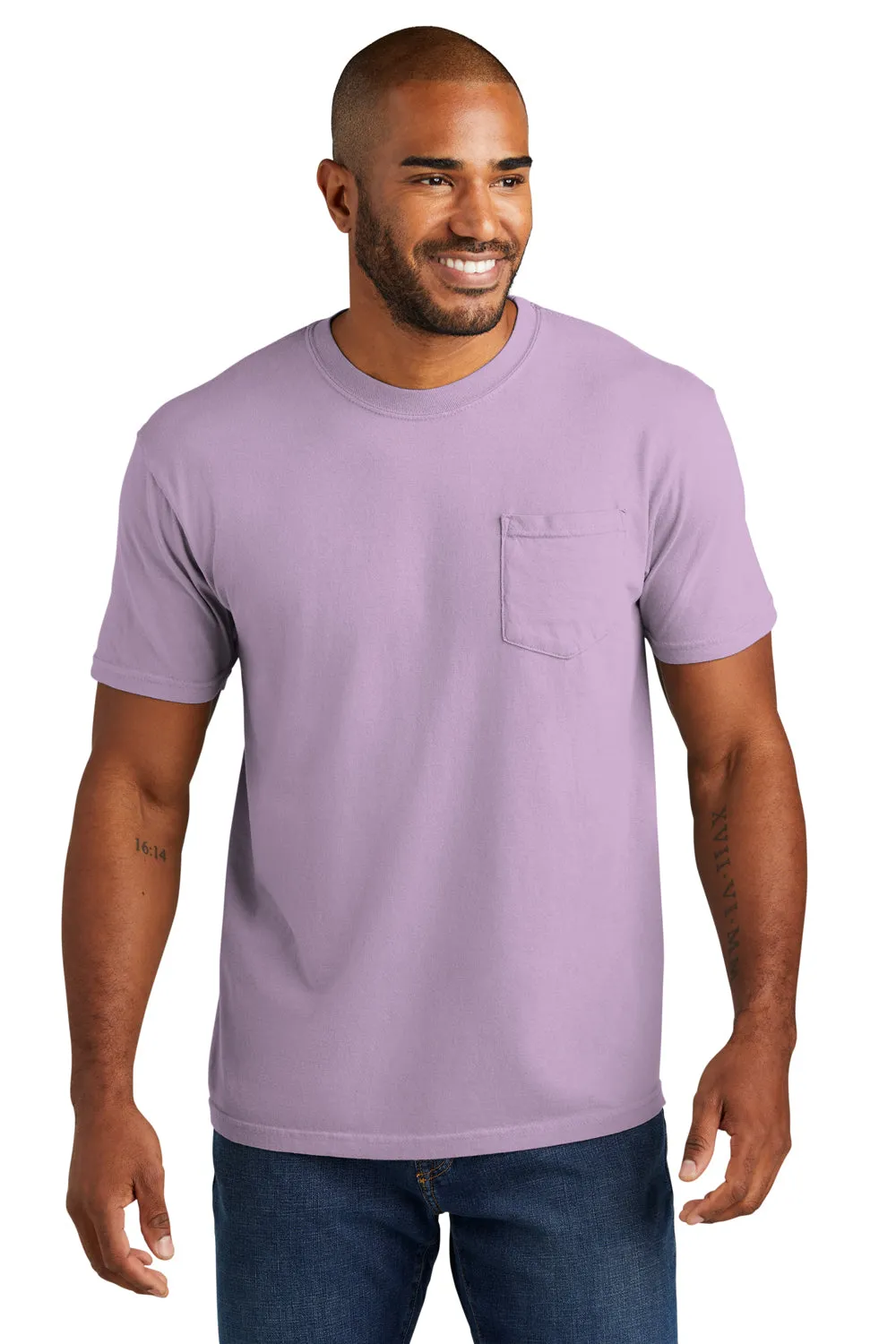 Comfort Colors Mens Short Sleeve Crewneck T-Shirt w/ Pocket - Orchid Purple