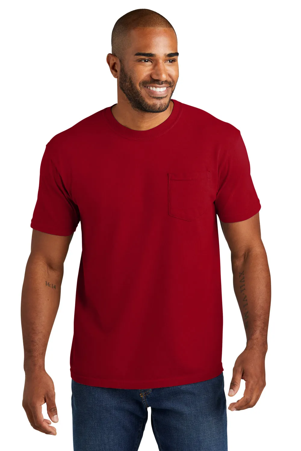 Comfort Colors Mens Short Sleeve Crewneck T-Shirt w/ Pocket - Red