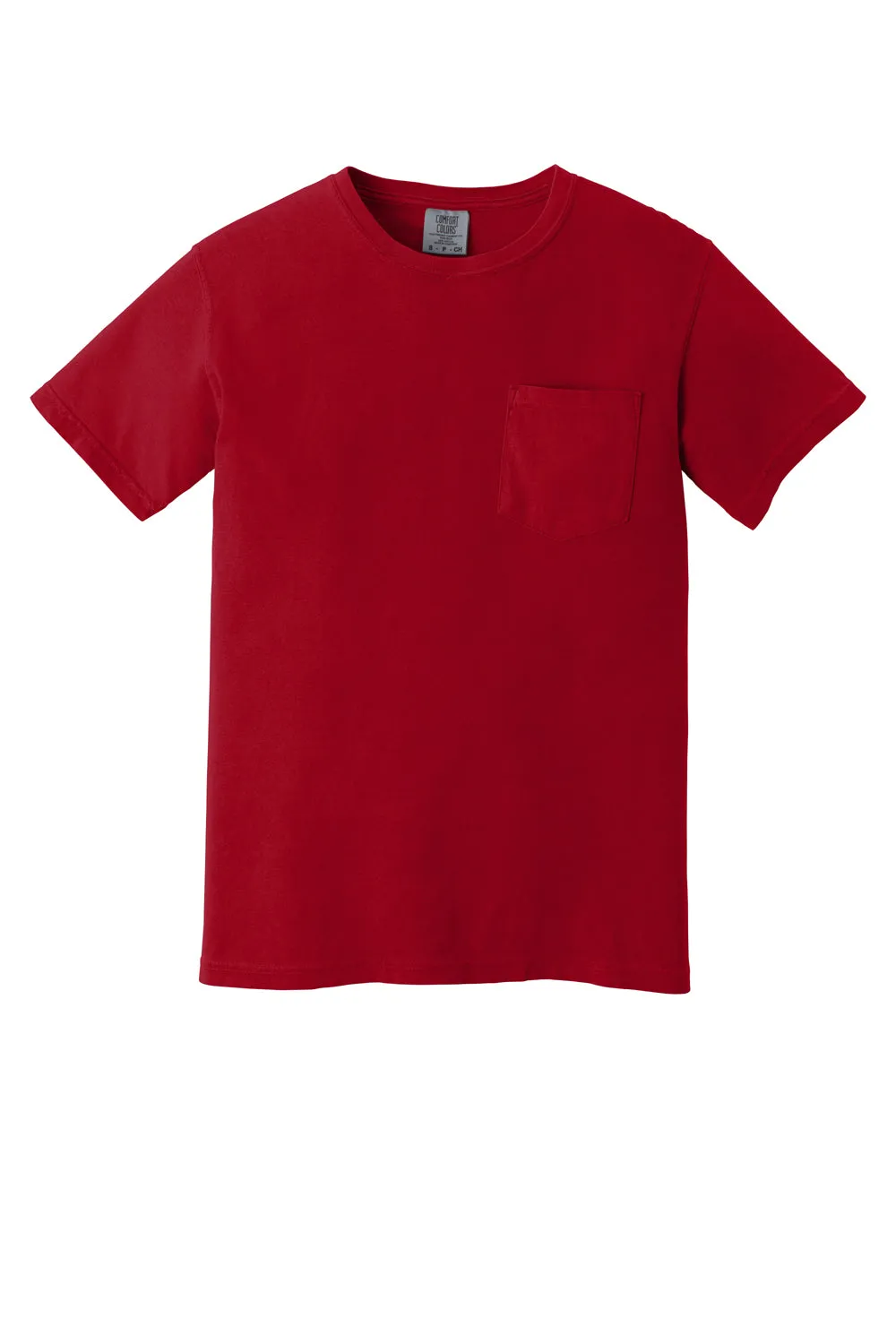 Comfort Colors Mens Short Sleeve Crewneck T-Shirt w/ Pocket - Red