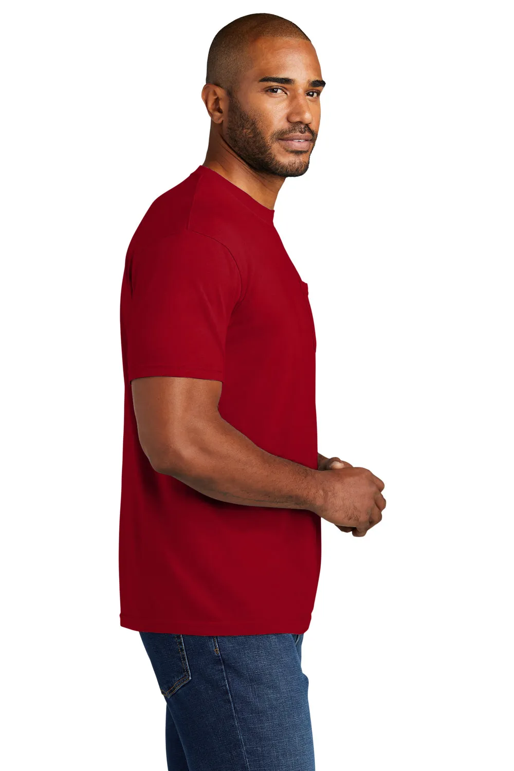 Comfort Colors Mens Short Sleeve Crewneck T-Shirt w/ Pocket - Red