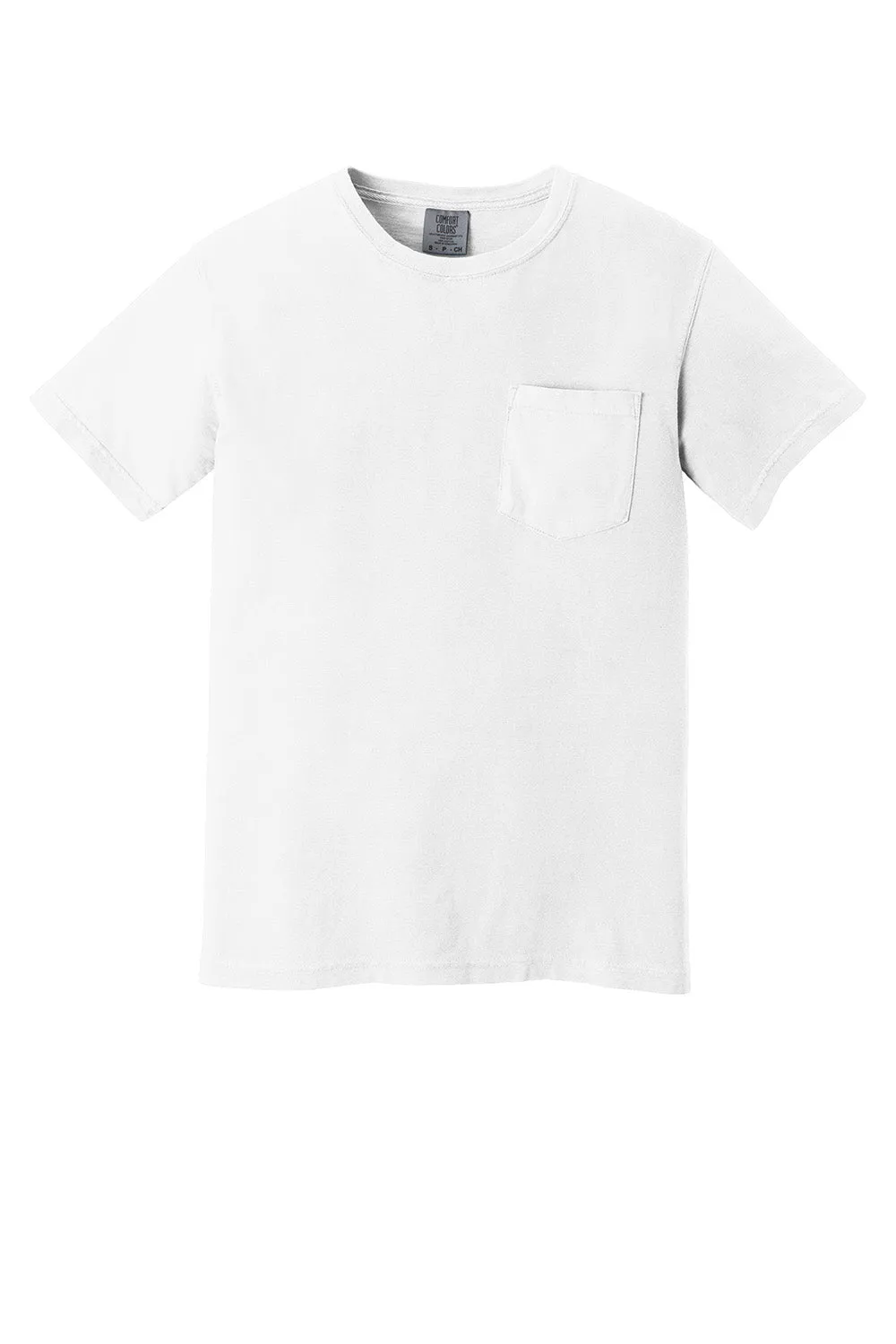 Comfort Colors Mens Short Sleeve Crewneck T-Shirt w/ Pocket - White