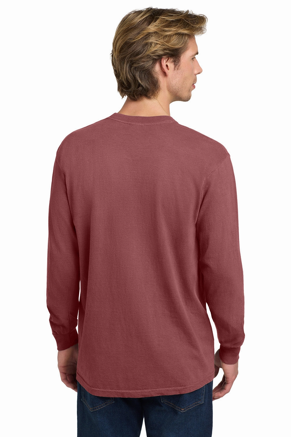 Comfort Colors Mens Long Sleeve Crewneck T-Shirt - Brick Red
