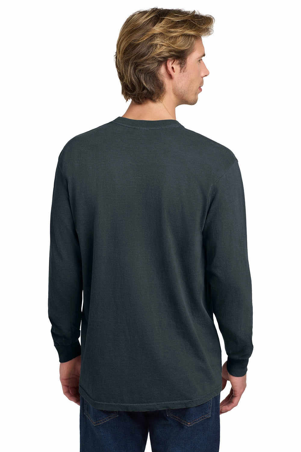 Comfort Colors Mens Long Sleeve Crewneck T-Shirt - Denim Blue